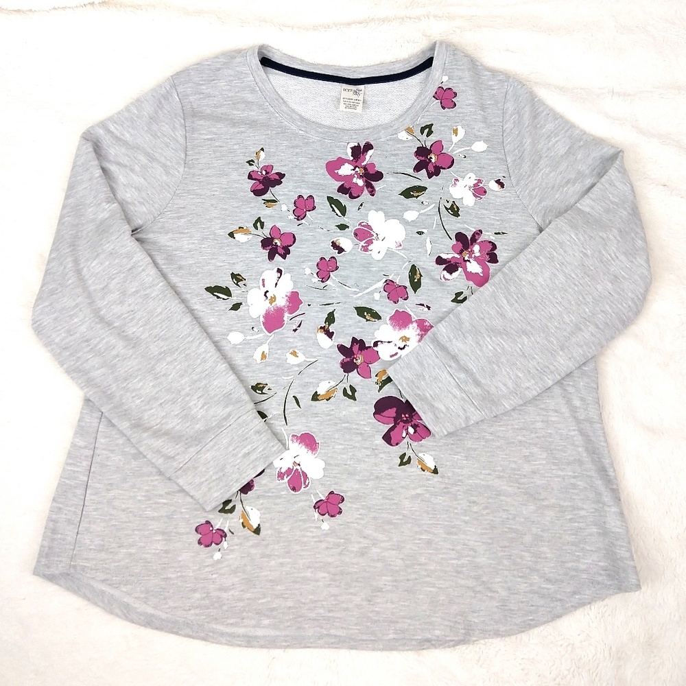 NWOT Terra & Sky Gray Floral Top